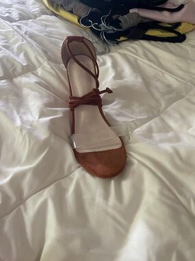 SHEIN Rust Brown Clear Strap Lace-Up Sandals